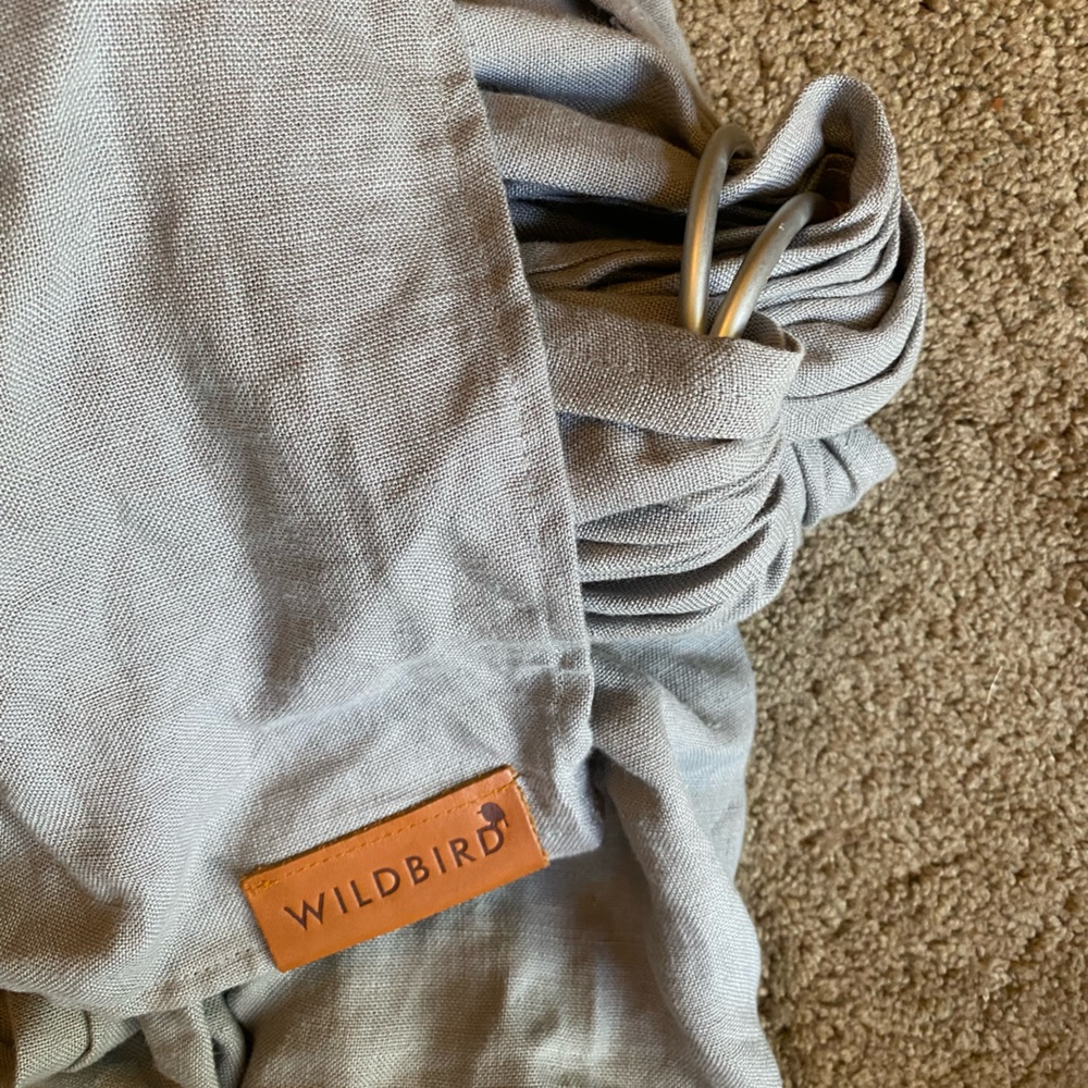 Grey Linen Wildbird Ring Sling w/ Silver Rings